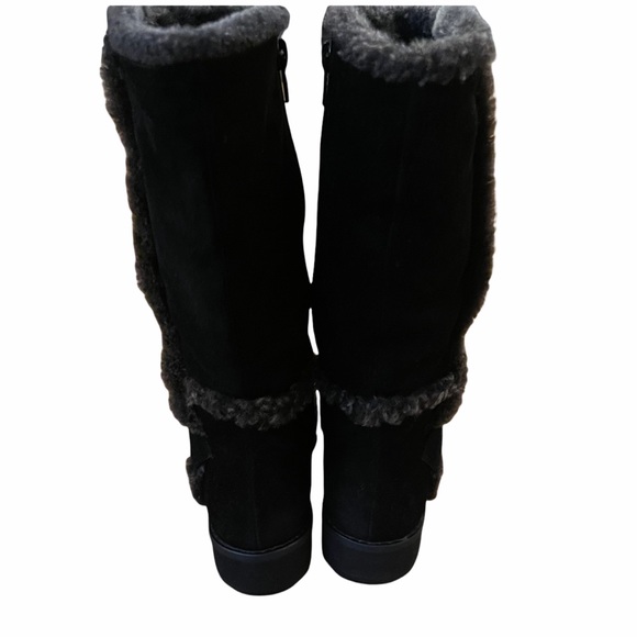 Stuart Weitzman Black Tall Sherpa Side Zipper Winter Boots - Picture 11 of 13